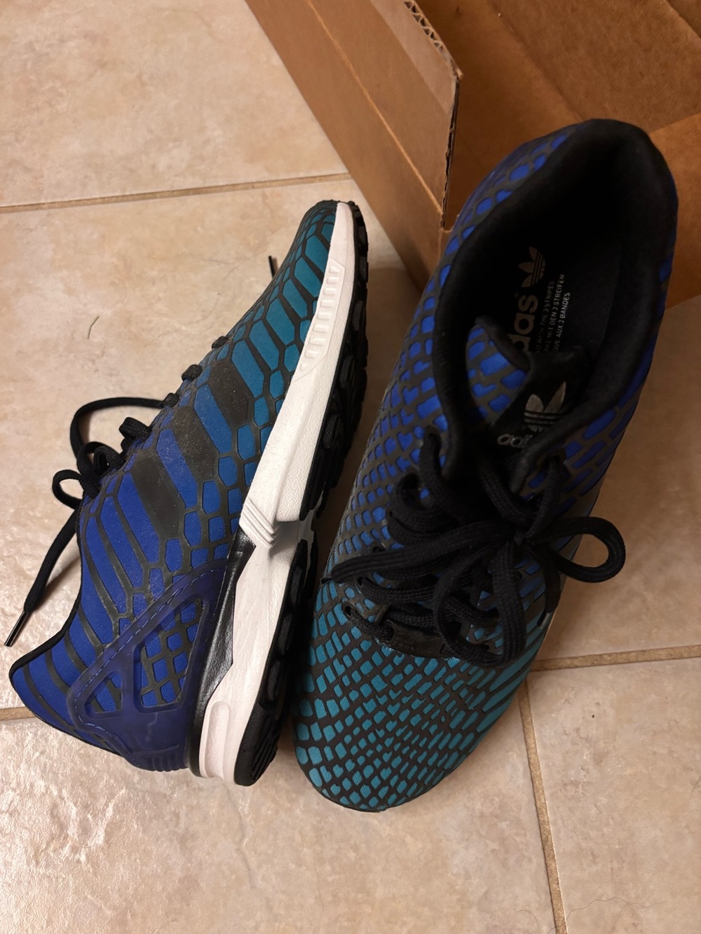 NWOT Reflective Holographic ZX FLUX XENO Blue Black Turquoise Adidas Shoes B2444 - Picture 14 of 17